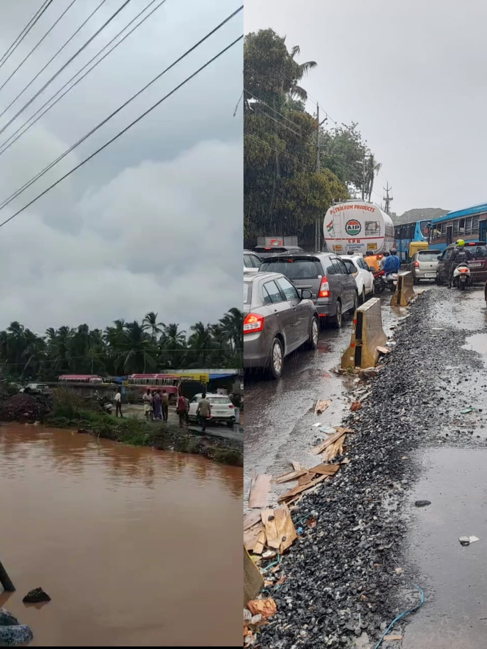 ദേശീയ പാതയിൽ വെള്ളക്കെട്ടും റോഡ് തകർച്ചയും; ദുരിതയാത്രയിൽ ജനം