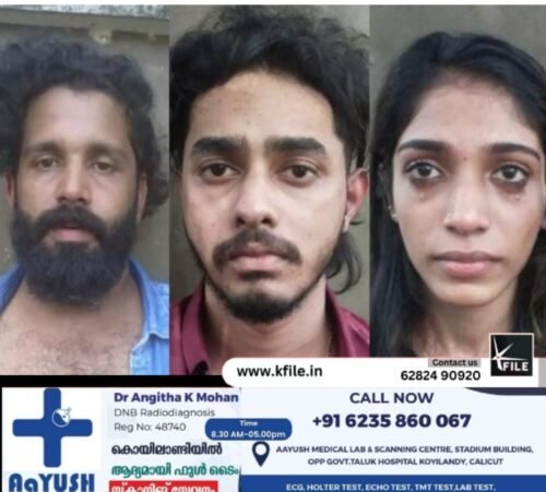വൻ മയക്കുമരുന്ന് വേട്ട; യുവതി ഉൾപ്പടെ മൂന്ന് പേർ പിടിയിൽ