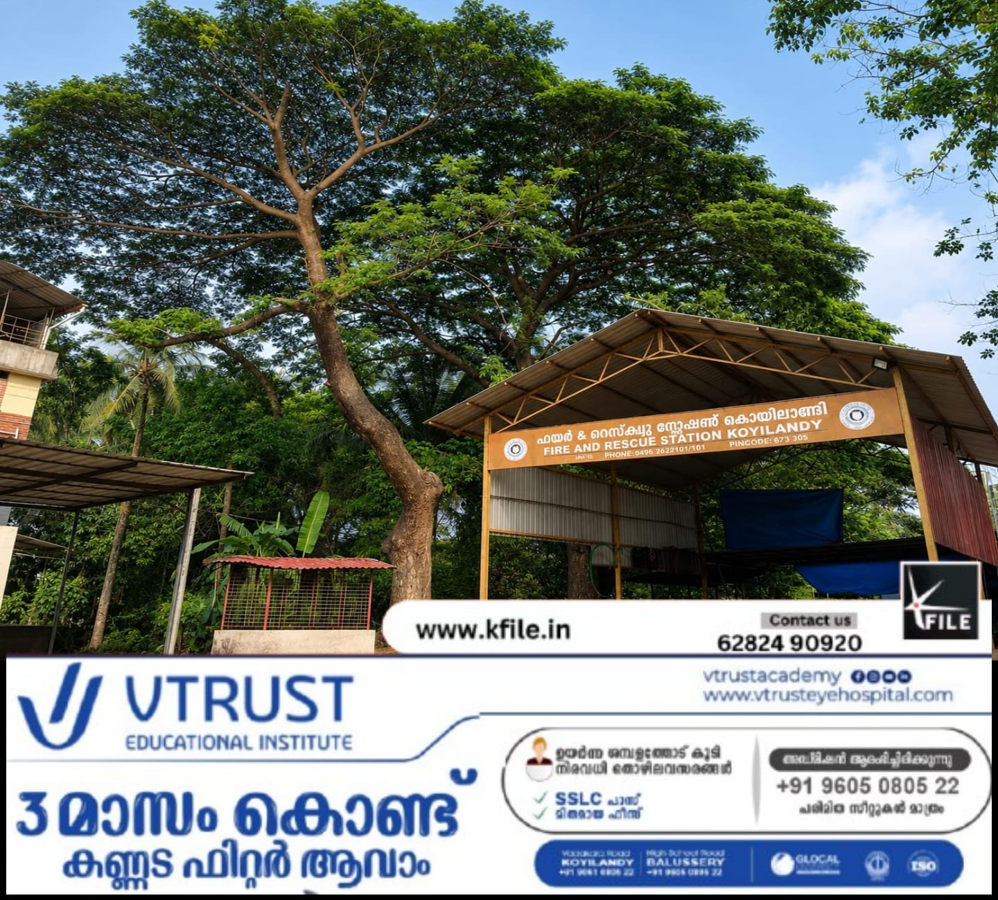 കൊയിലാണ്ടി ഫയർസ്റ്റേഷന് മുന്നിലെ വൻമരം മുറിച്ചുമാറ്റുന്നു